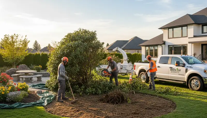 Professional shrub removal service in Milwaukee WI clearing overgrown bushes for improved curb appeal
