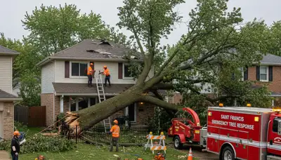 Emergency tree removal after storm damage in Saint Francis, Milwaukee WI restoring property safety