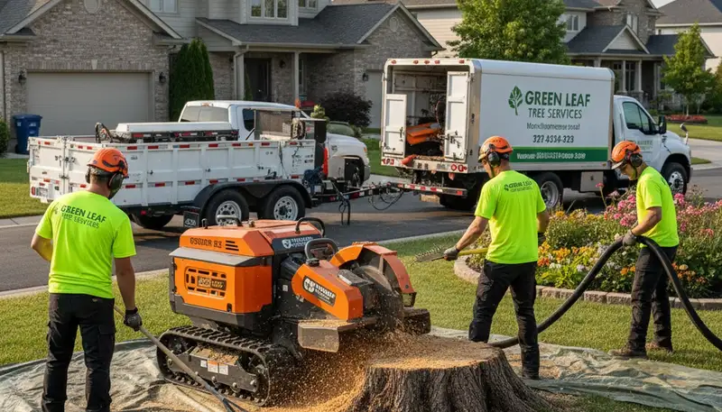 Professional stump removal service in Milwaukee, WI clearing yard after tree removal