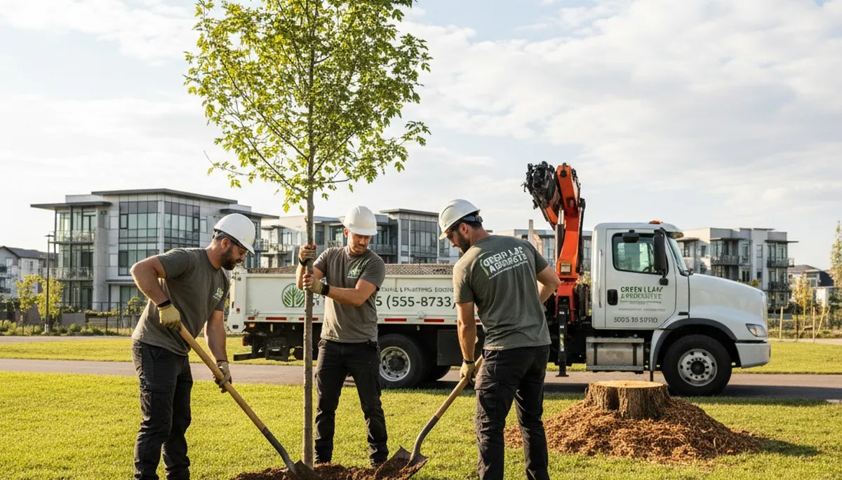 Arborists planting new trees in Milwaukee WI for Chop Chop Tree professional tree planting service