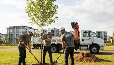 Arborists planting new trees in Milwaukee WI for Chop Chop Tree professional tree planting service