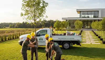 Arborist planting new tree in Milwaukee, WI yard for Chop Chop Tree professional tree planting service