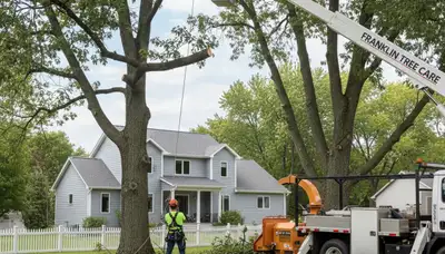 Professional tree removal service in Milwaukee WI safely cutting and clearing large trees